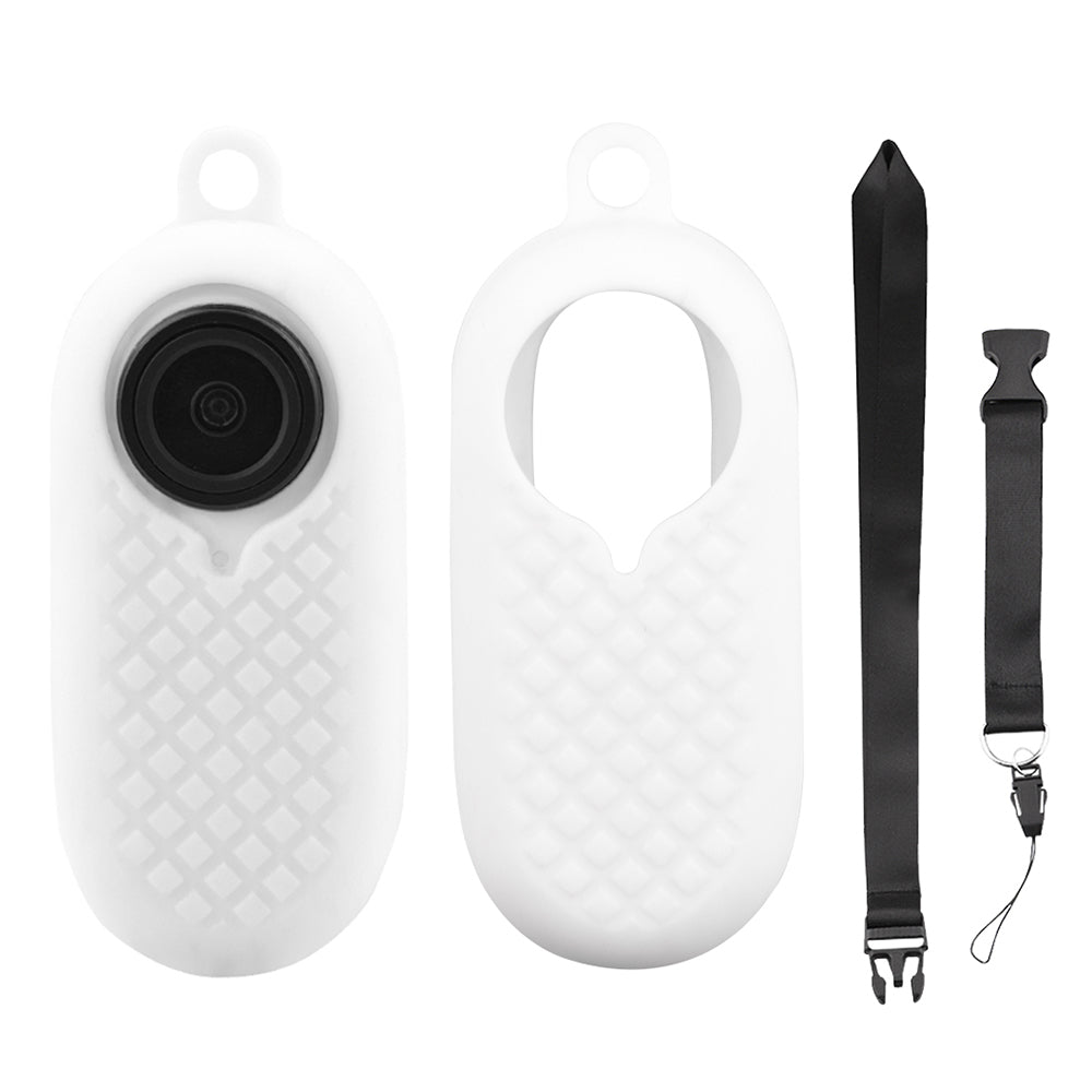 EWB8894 Thumb Anti-shake Camera Silicone Case Protector Digital Camera Protective Cover with Lanyard for Insta360 go2 - White