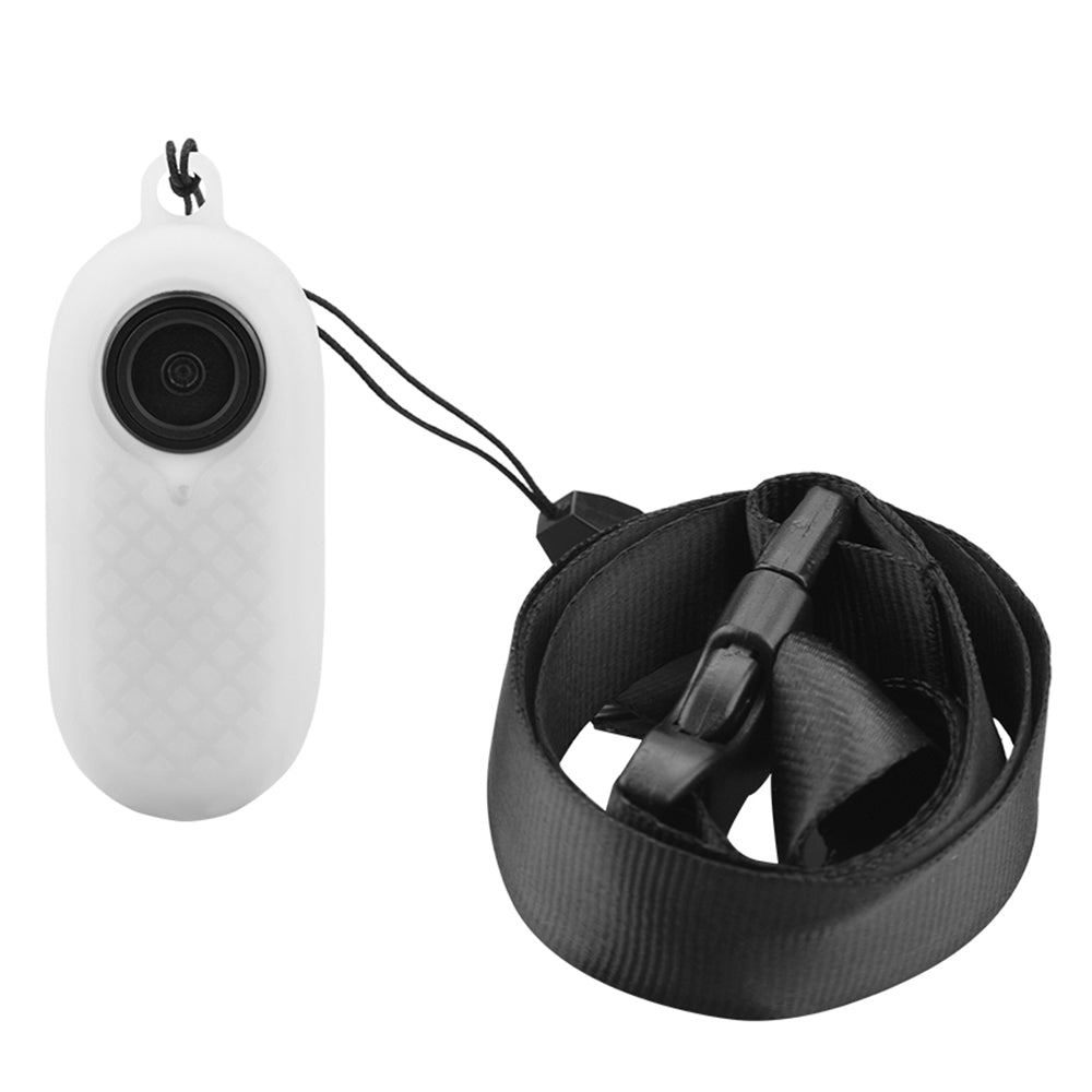 EWB8894 Thumb Anti-shake Camera Silicone Case Protector Digital Camera Protective Cover with Lanyard for Insta360 go2 - White