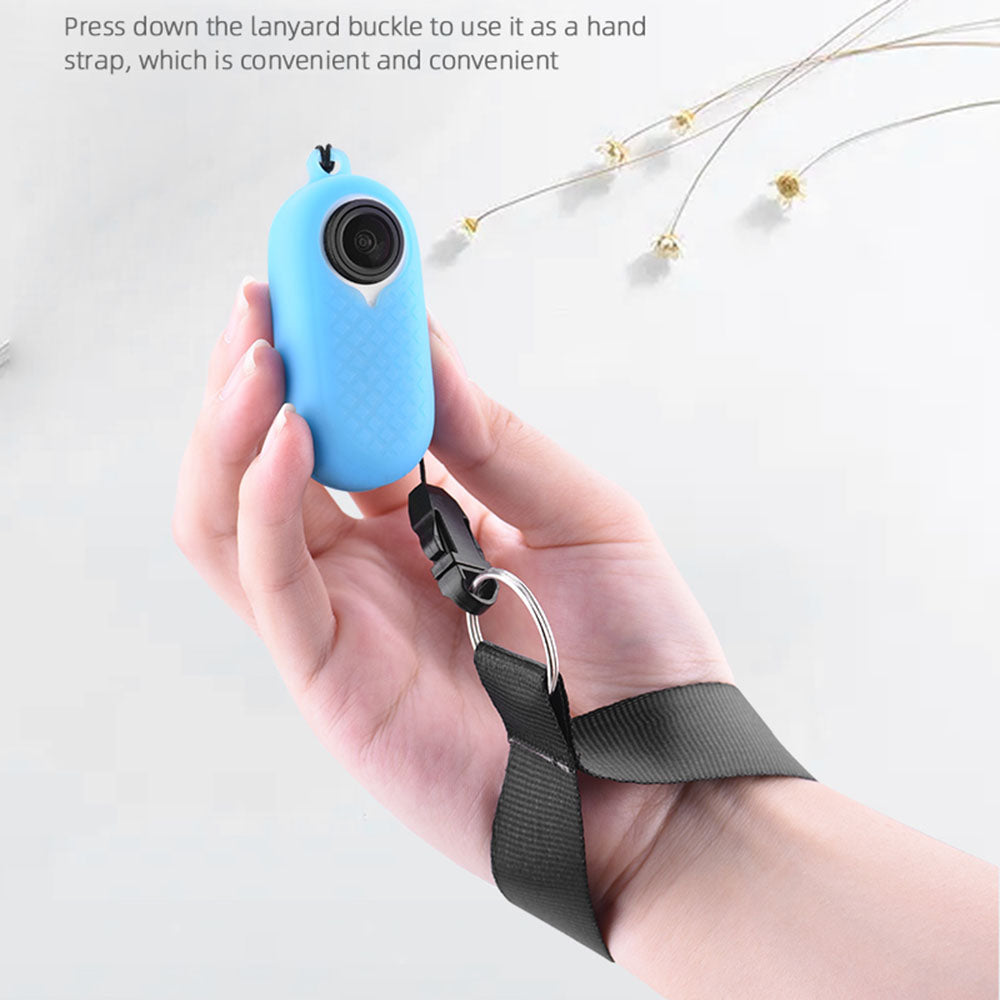 EWB8894 Thumb Anti-shake Camera Silicone Case Protector Digital Camera Protective Cover with Lanyard for Insta360 go2 - White