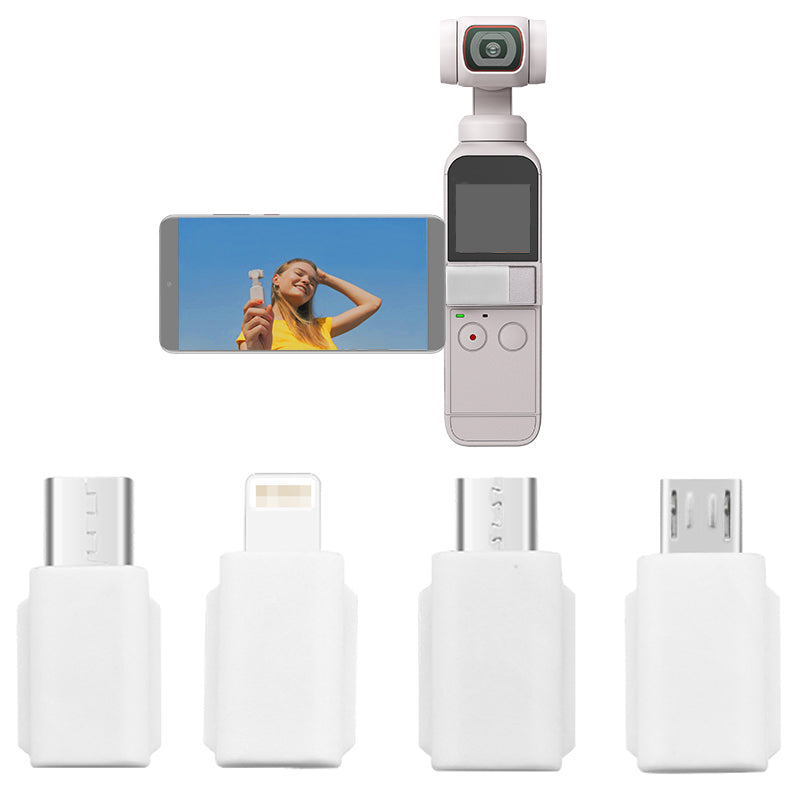 EWB8889 4Pcs/Set Lightning Micro USB Standard/Reverse Type-C Phone Adapter Connector for OSMO Pocket 2/Pocket Handheld Gimbal Camera