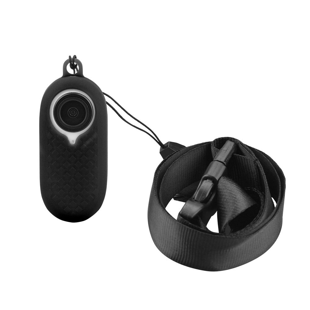 EWB8896 Sports Camera Silicone Protective Cover Case + Battery Compartment Cover for Insta360 GO2 - Black