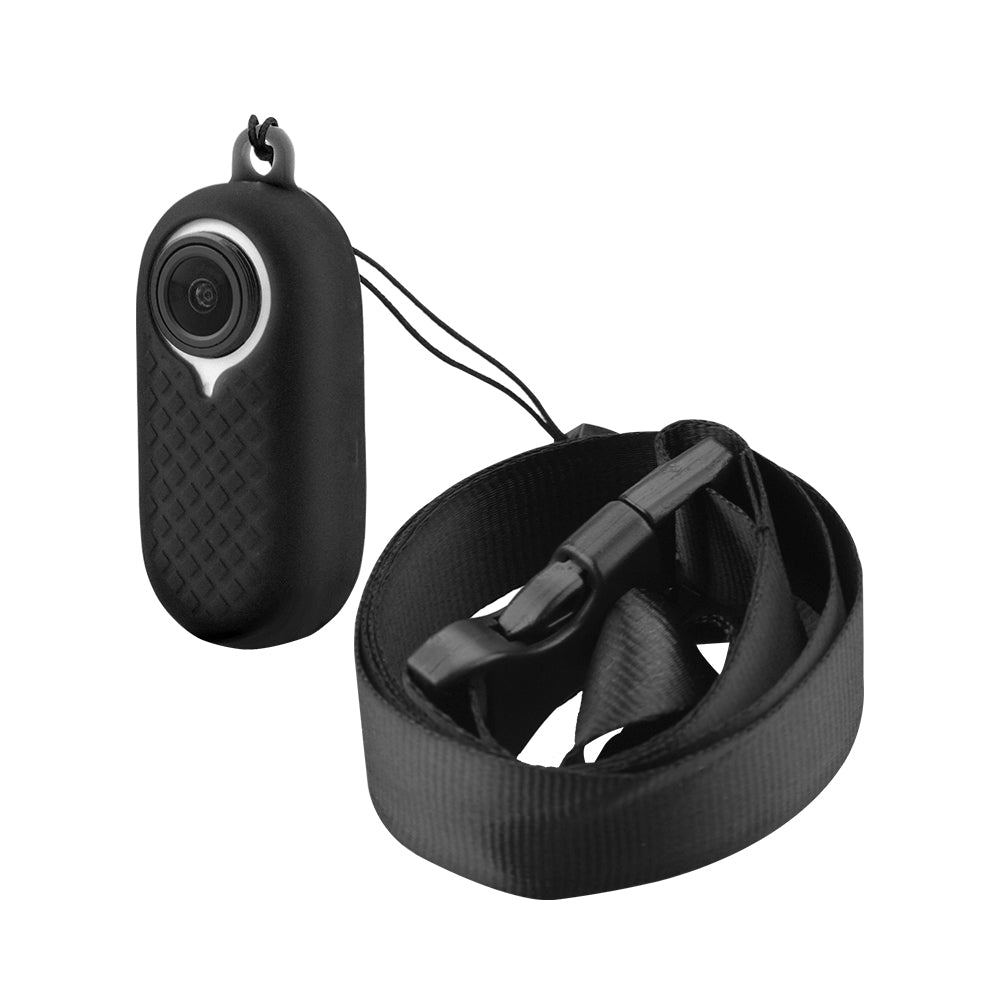 EWB8896 Sports Camera Silicone Protective Cover Case + Battery Compartment Cover for Insta360 GO2 - Black