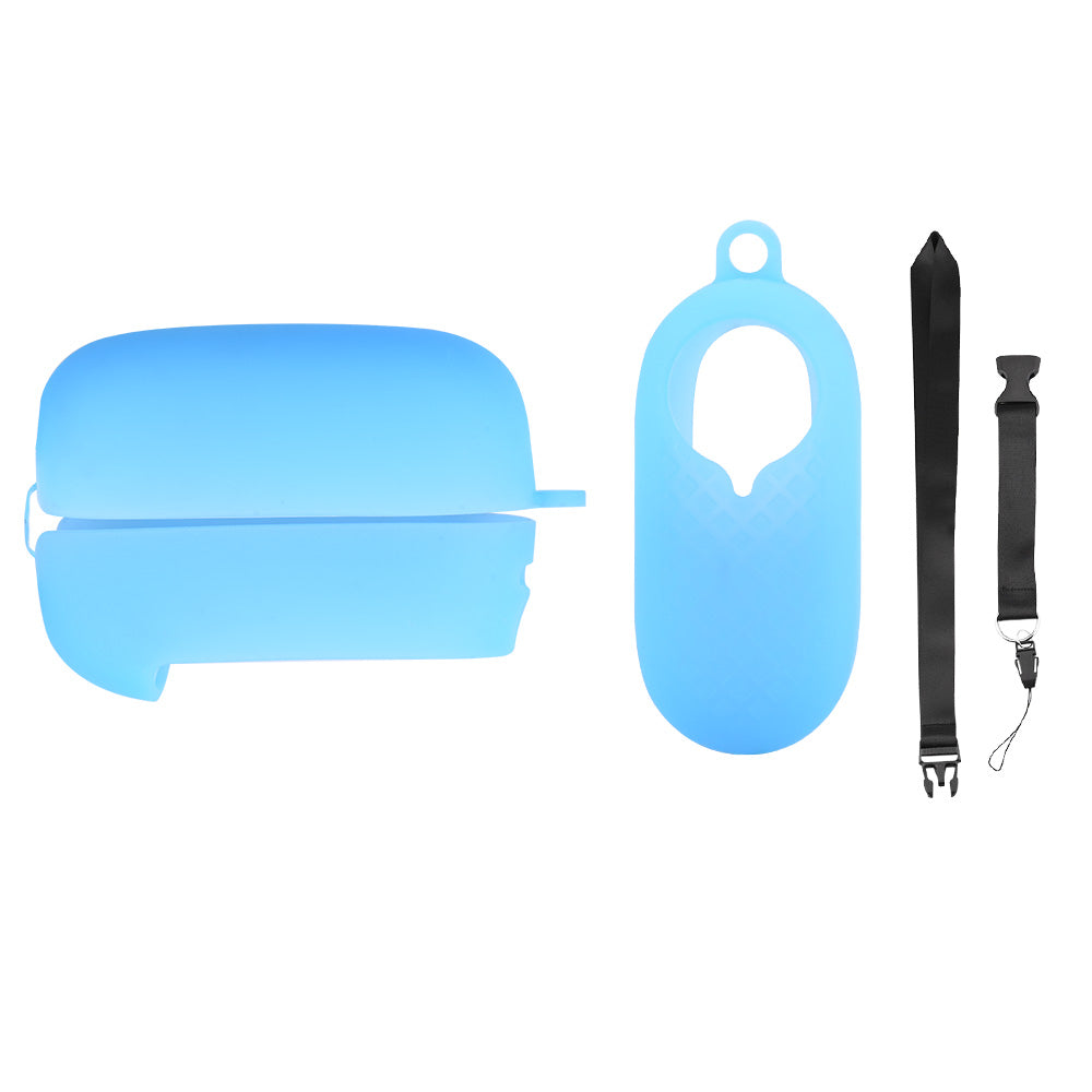 EWB8896 Sports Camera Silicone Protective Cover Case + Battery Compartment Cover for Insta360 GO2 - Blue