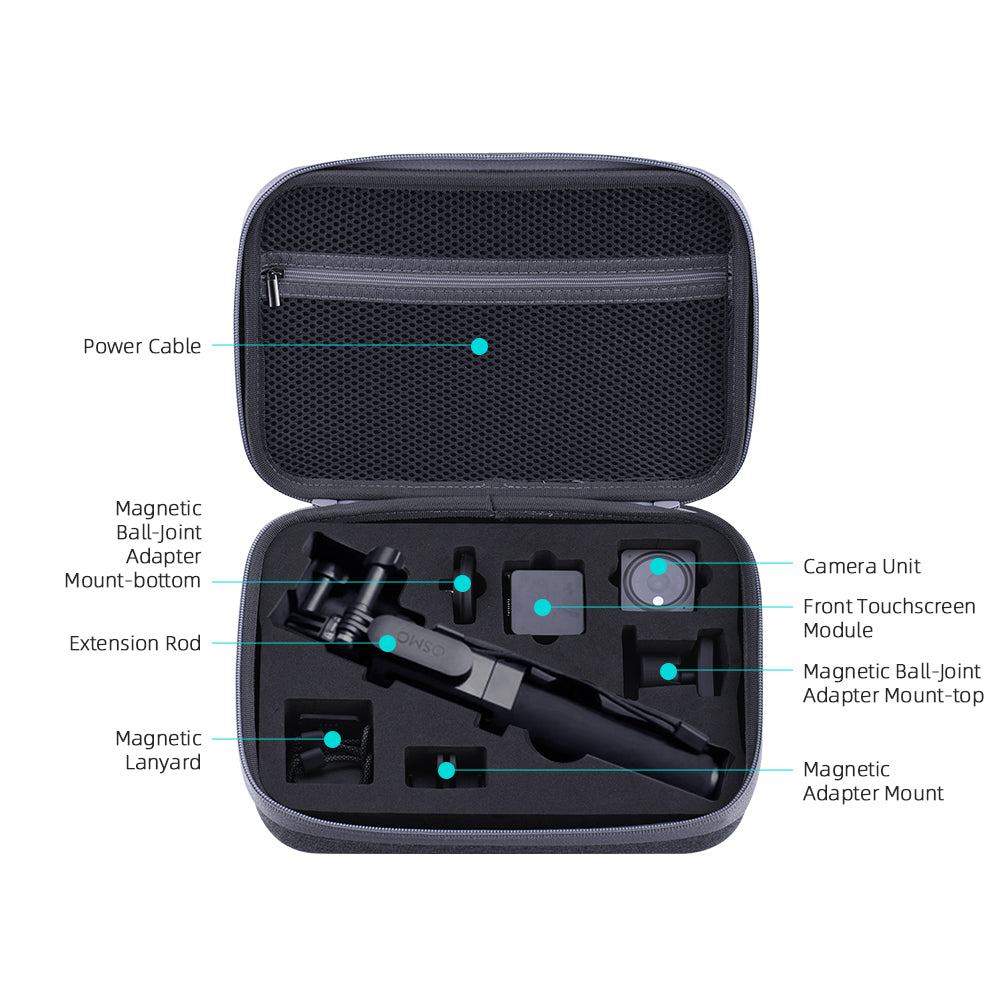 EWB9038 Carrying Bag Storage Pouch Handbag for DJI Action 2 Dual-Screen Combo/Power Combo