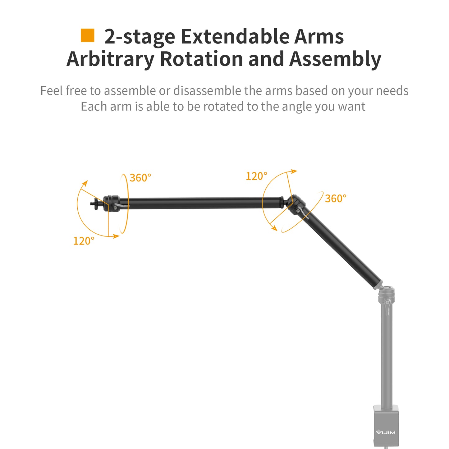 Uniqkart VIJIM LS06 Adjustable Live Broadcast Boom Arm Suspension Scissor Mic Stand Desk Mount Rotatable Microphone Arm for Live-stream Lighting