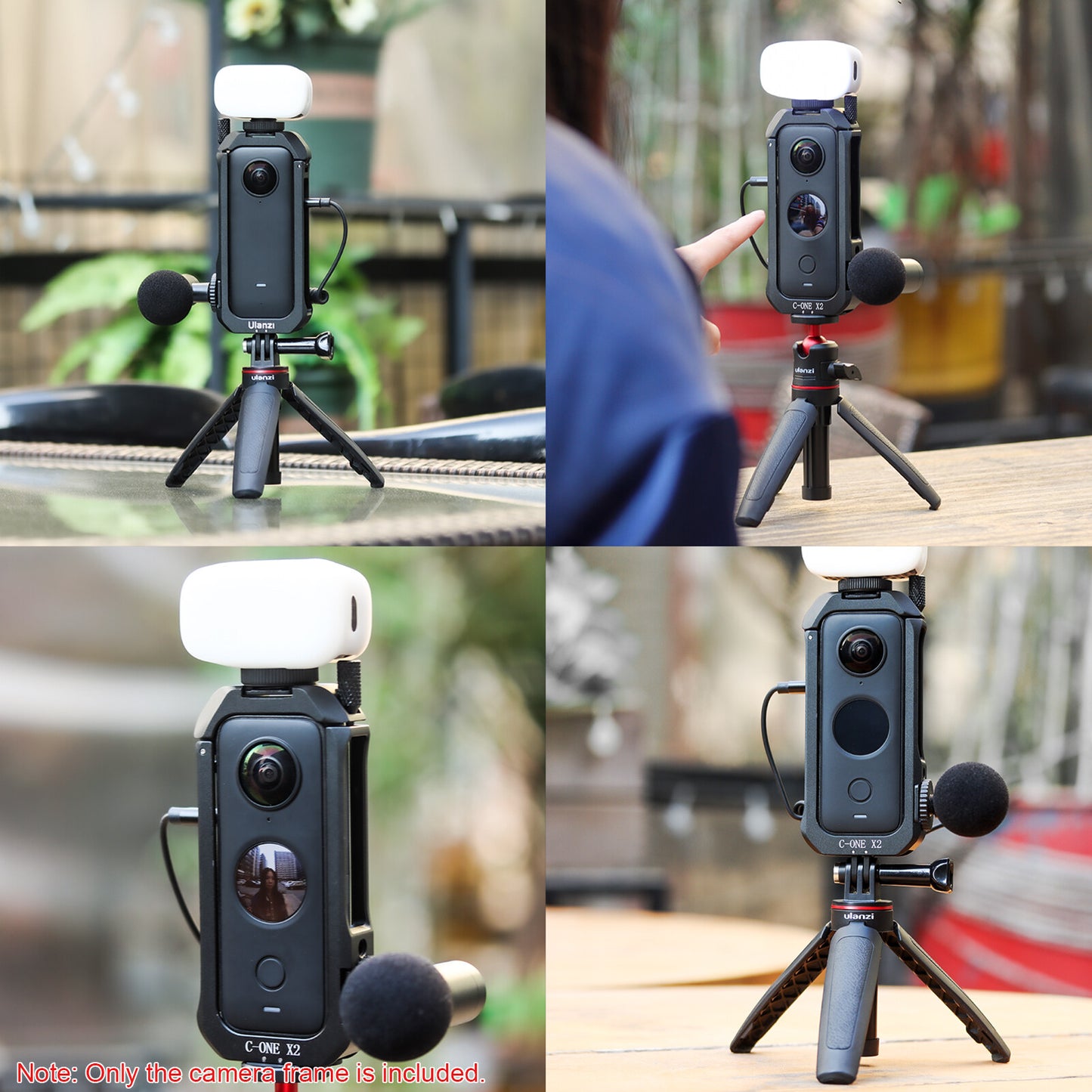 Uniqkart Aluminum Alloy Frame Cage Protective Cover Camera Accessories with Cold Shoe 1/4 Thread for Insta360 ONE X2