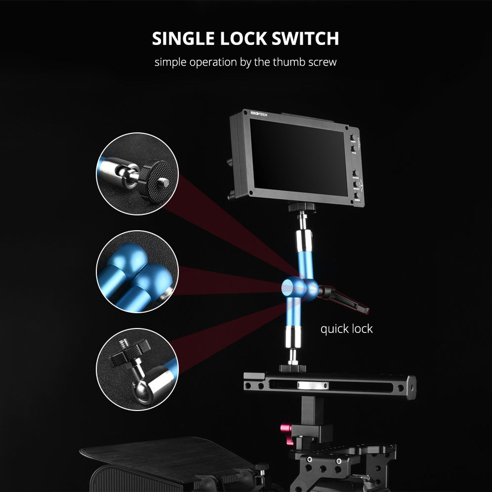 Yelangu A76 11-inch Metal Adjustable Arm Mount Camera Accessories DV Monitor LCD Screen Rotating Stand for Photography