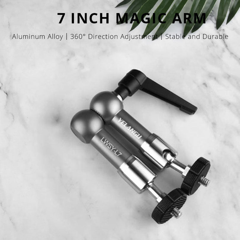 Yelangu LWSY-L7 7-inch Metal Extension Arm Mount Camera Rotating Bracket with 1/4 Adapter for DV Monitor LCD Screen