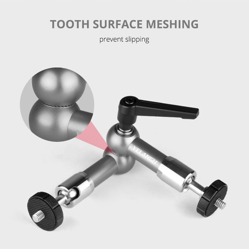 Yelangu LWSY-L7 7-inch Metal Extension Arm Mount Camera Rotating Bracket with 1/4 Adapter for DV Monitor LCD Screen