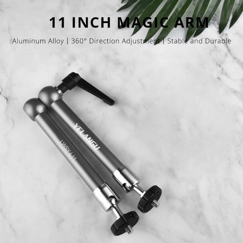 Yelangu LWSY-L11 11-inch Quick Lock Camera Rotating Metal Bracket Extension Arm Mount with 1/4 Adapter for DV Monitor LCD Screen