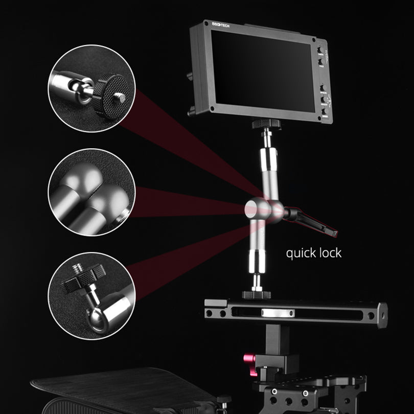 Yelangu LWSY-L11 11-inch Quick Lock Camera Rotating Metal Bracket Extension Arm Mount with 1/4 Adapter for DV Monitor LCD Screen