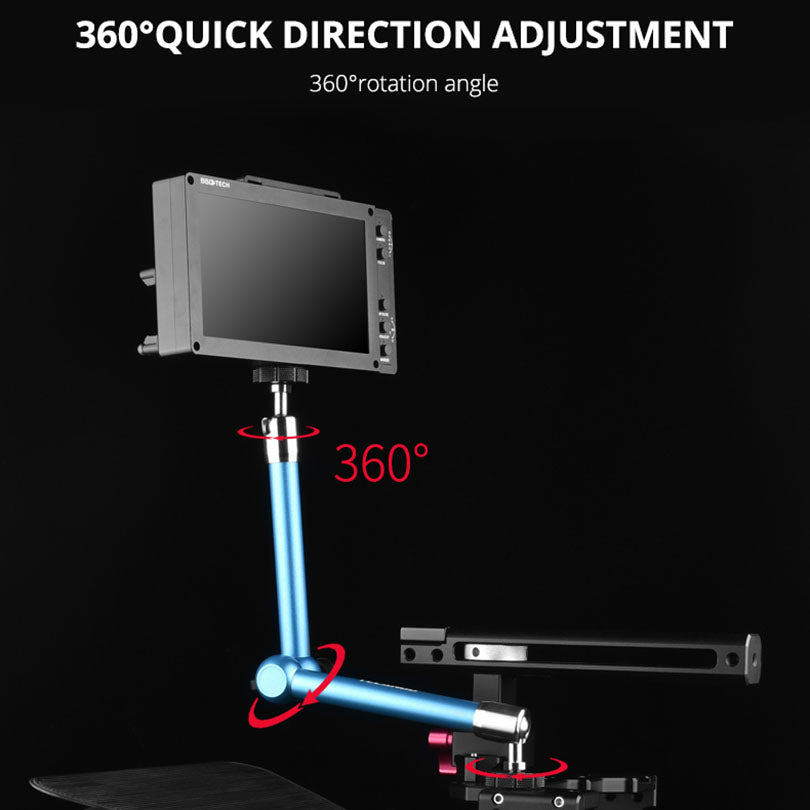 Yelangu A75 7-inch Metal Arm Mount Camera Adjustable Extension Rack DV Monitor LCD Screen Rotating Stand for Live-stream Photography