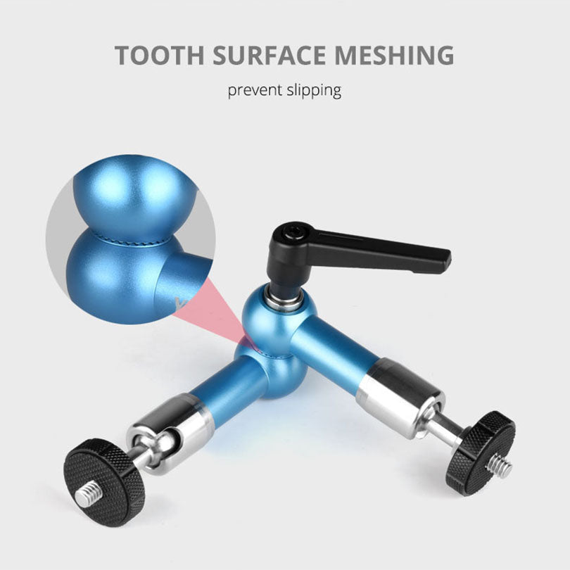 Yelangu A75 7-inch Metal Arm Mount Camera Adjustable Extension Rack DV Monitor LCD Screen Rotating Stand for Live-stream Photography