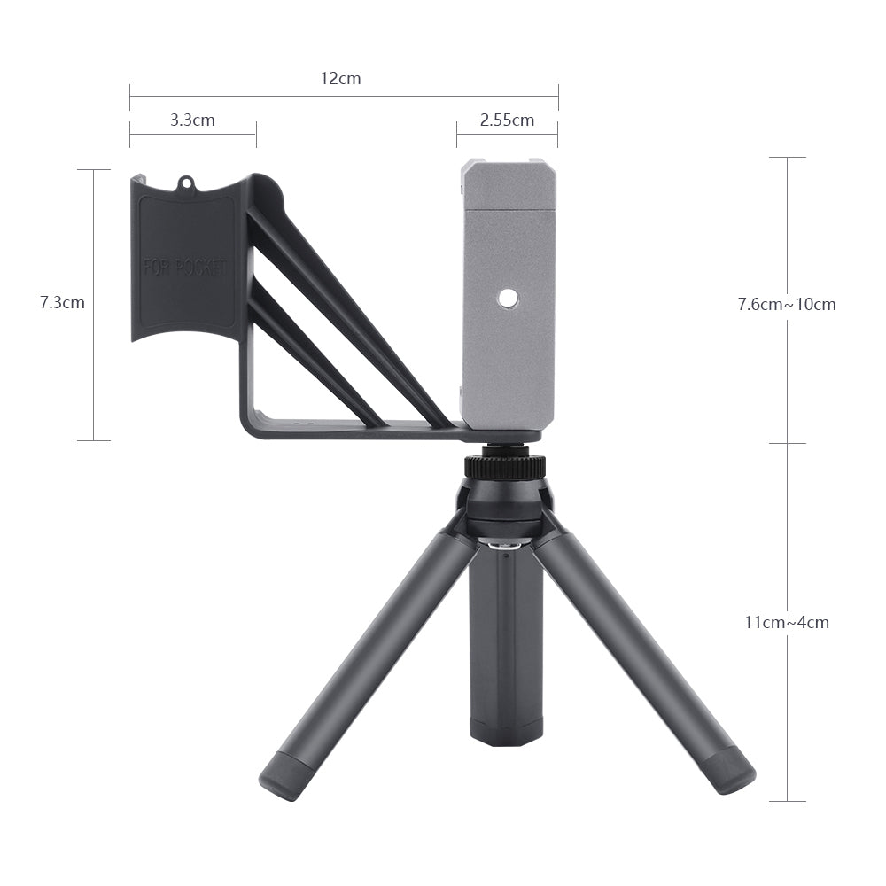 ZZCP5001 ZZCP5002 Handheld Phone Holder Bracket Tripod Mount with Cold Shoe 1/4 inch Screw for DJI Osmo Pocket 2 - Silver