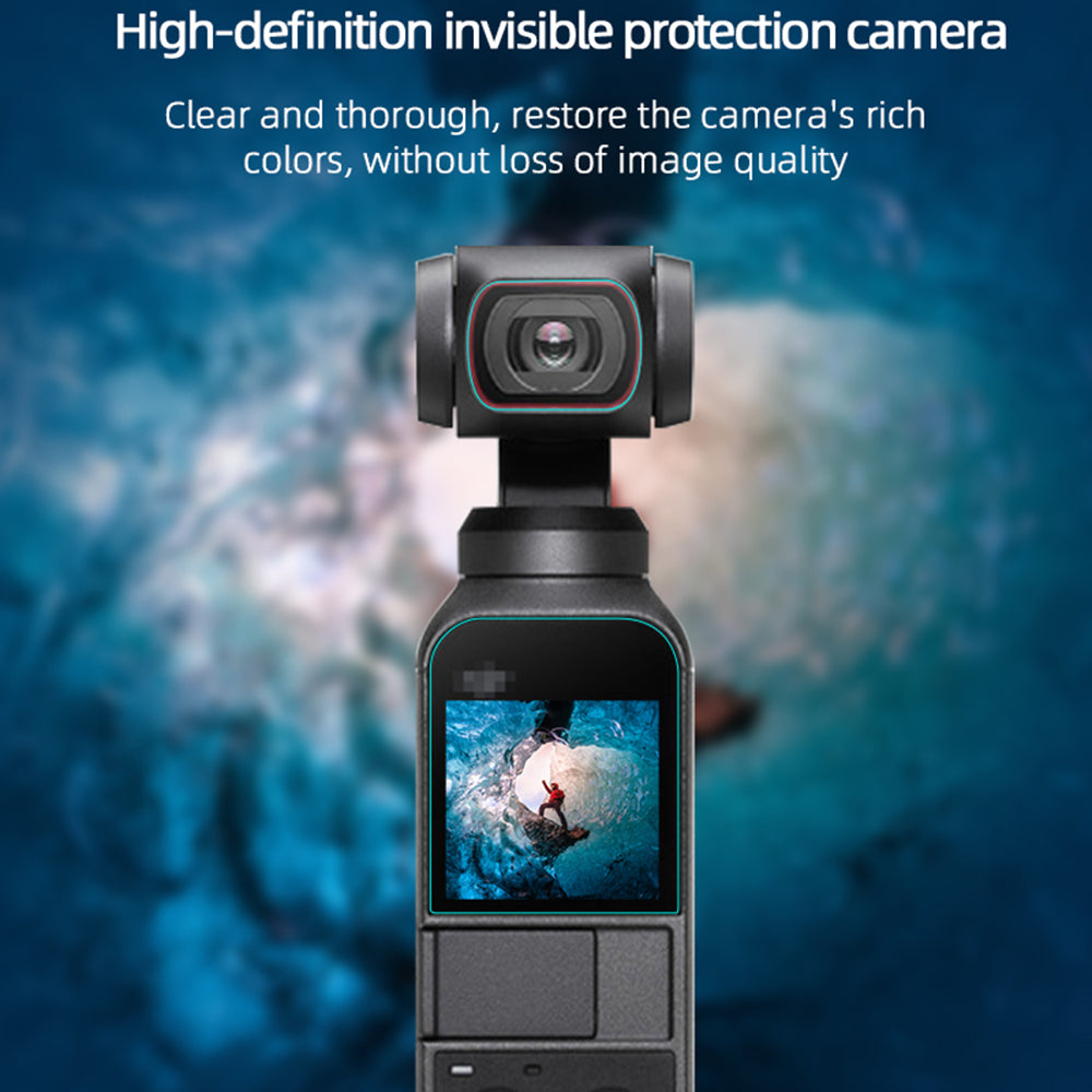 EWB8252_2 Two Sets Camera Lens Protective Film Tempered Glass Screen Protector Camera Accessories for DJI OSMO Pocket 2