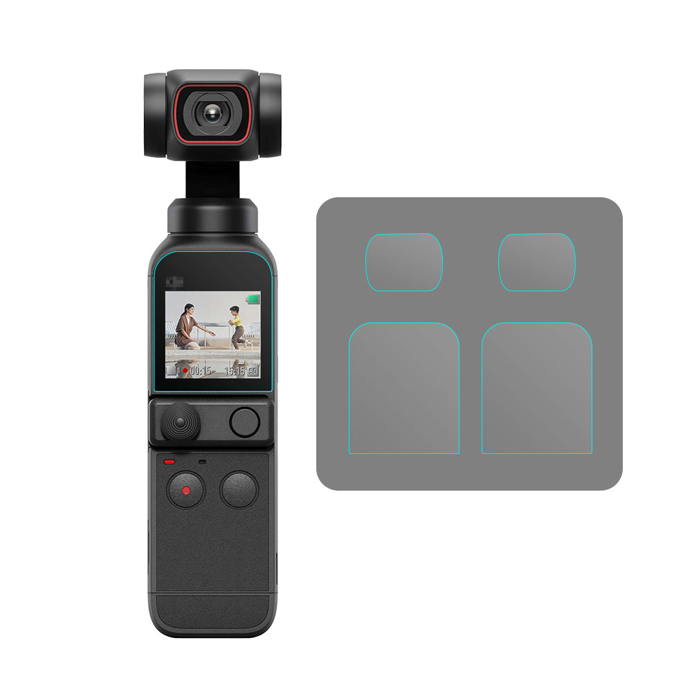 EWB8252_2 Two Sets Camera Lens Protective Film Tempered Glass Screen Protector Camera Accessories for DJI OSMO Pocket 2