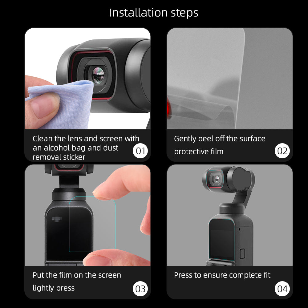 EWB8251_1 Camera Lens Protective Film 1 Set Tempered Glass Screen Protector Camera Accessories for DJI OSMO Pocket 2