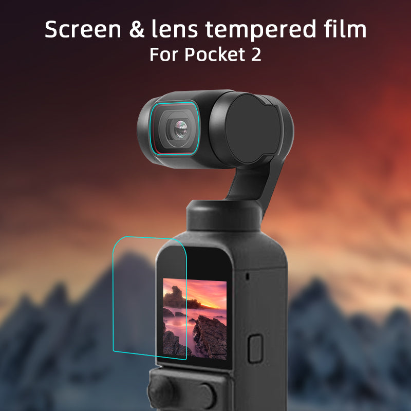 EWB8251_1 Camera Lens Protective Film 1 Set Tempered Glass Screen Protector Camera Accessories for DJI OSMO Pocket 2