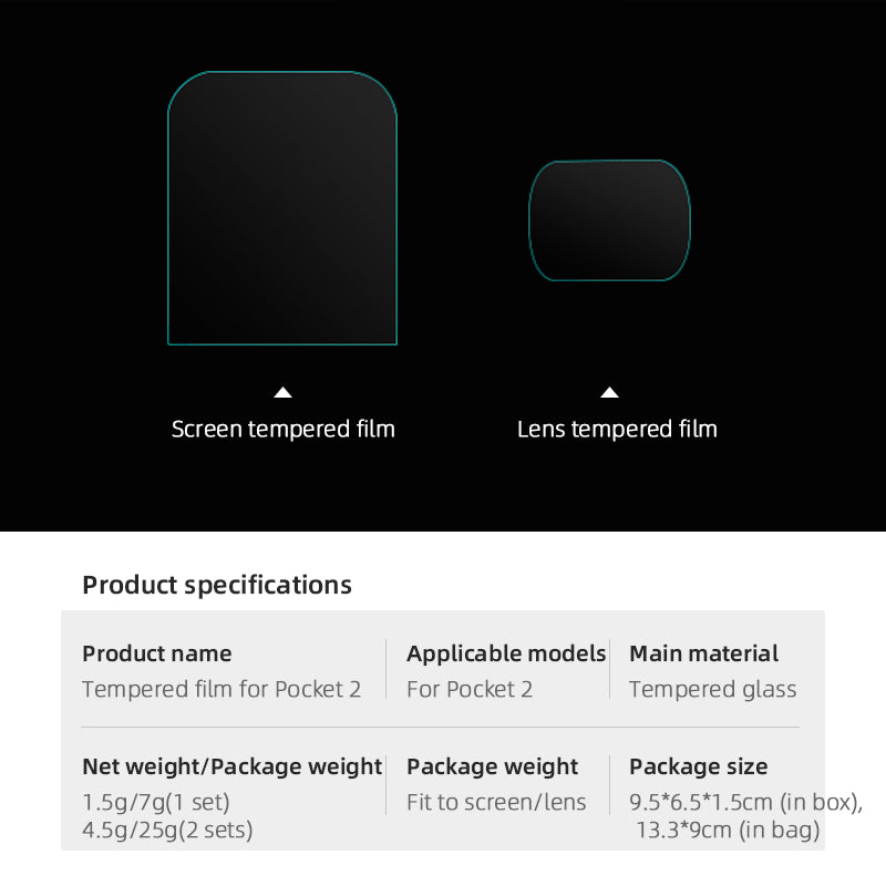 EWB8251_1 Camera Lens Protective Film 1 Set Tempered Glass Screen Protector Camera Accessories for DJI OSMO Pocket 2