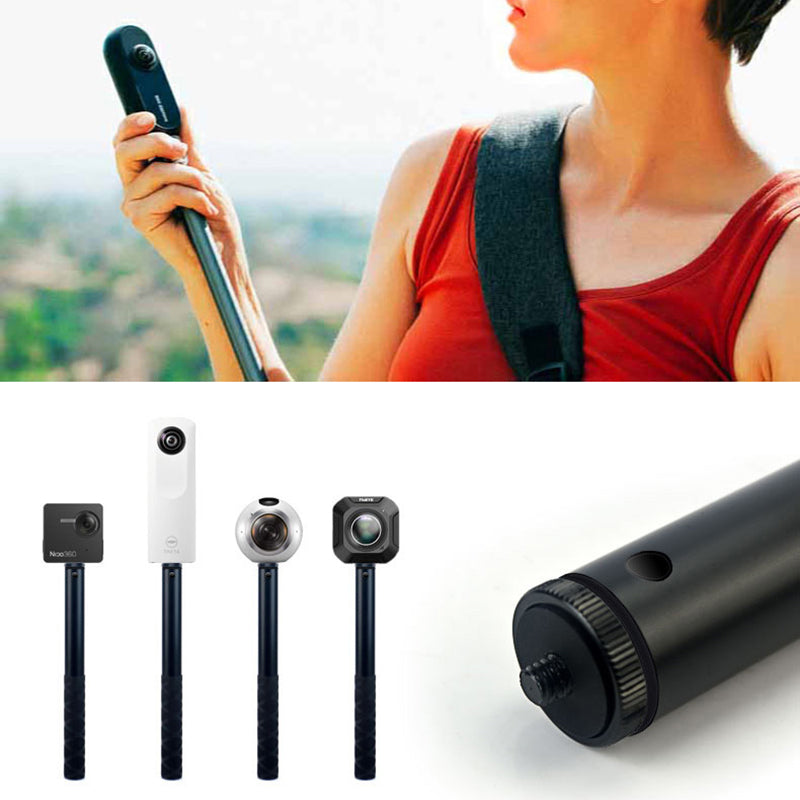 1.1m Aluminum Alloy Extension Rod Retractable Selfie Stick Handle with 1/4 inch Screw for Insta 360 One X - Black