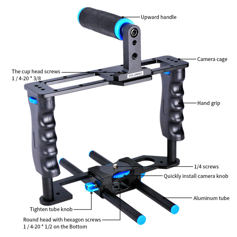Yelangu C2 SLR Metal Frame Cage Camera Equipment Kit Shock Absorber Stabilizer for Micro Film Making