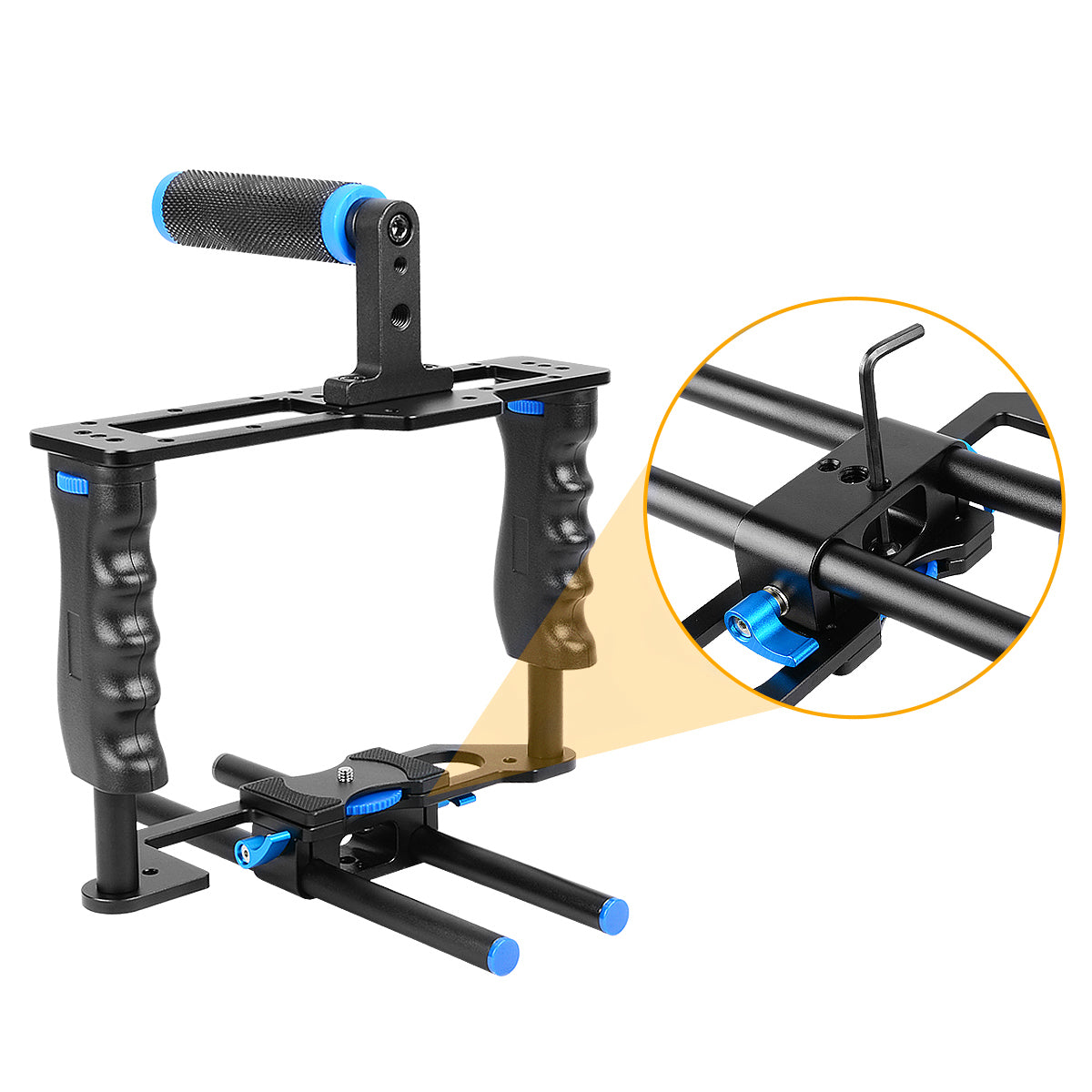 Yelangu C2 SLR Metal Frame Cage Camera Equipment Kit Shock Absorber Stabilizer for Micro Film Making