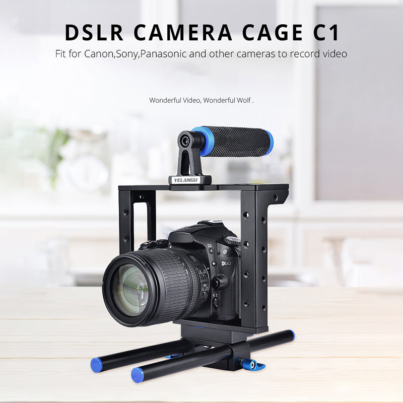 Yelangu C1 Video Camera Stabilizer DSLR Camera Cage Movie Video Film Making System Case Holder Rack for Canon/Sony/Panasonic and Other Cameras