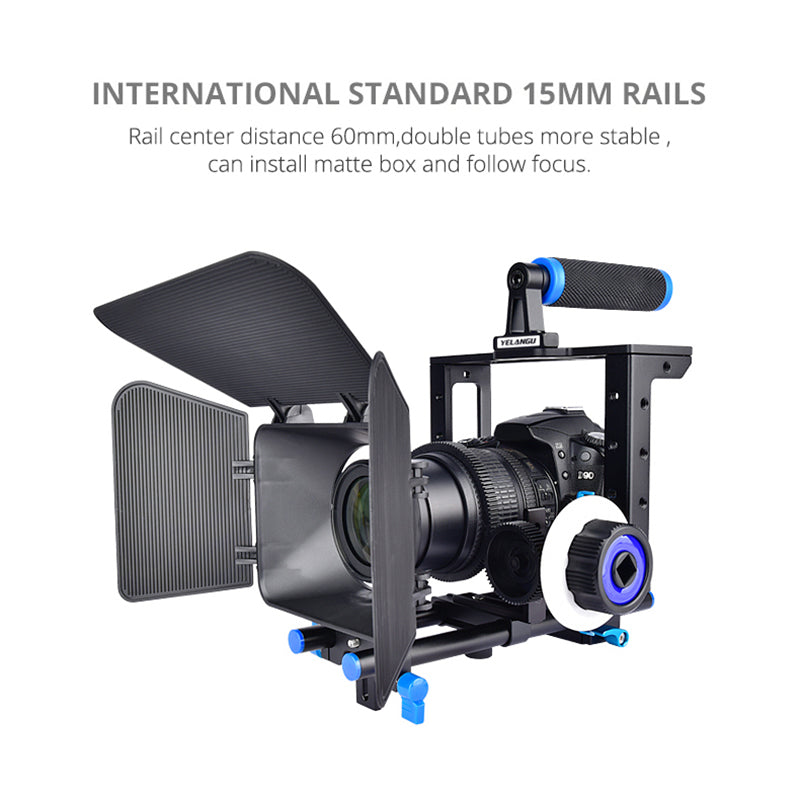 Yelangu C1 Video Camera Stabilizer DSLR Camera Cage Movie Video Film Making System Case Holder Rack for Canon/Sony/Panasonic and Other Cameras