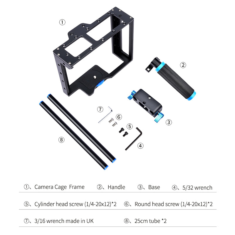 Yelangu C1 Video Camera Stabilizer DSLR Camera Cage Movie Video Film Making System Case Holder Rack for Canon/Sony/Panasonic and Other Cameras