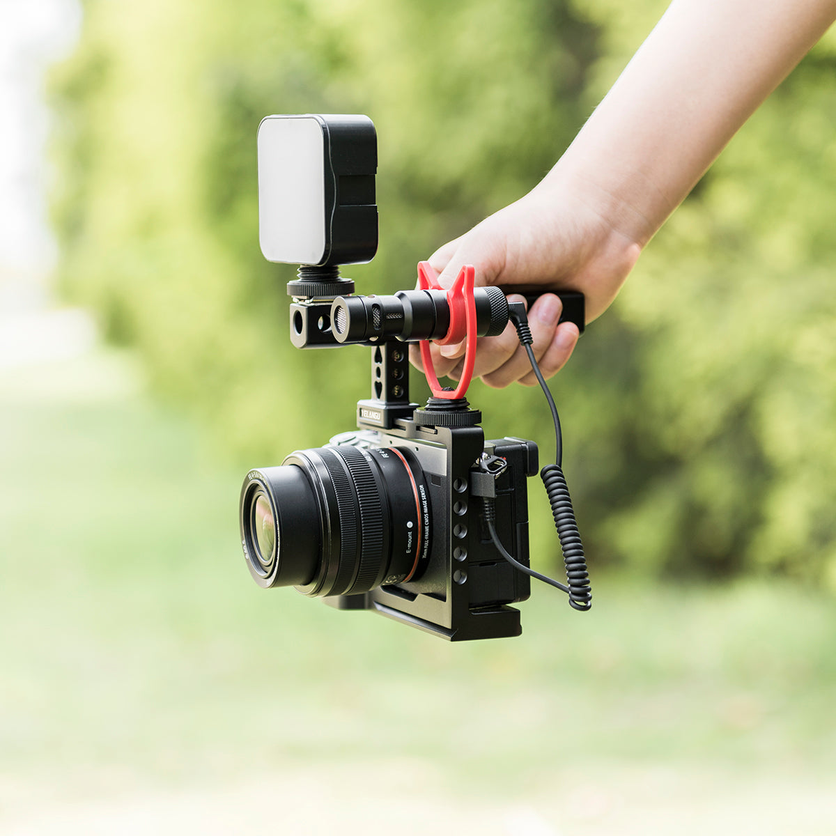 YELANGU C24 Aluminum Alloy Frame Cage Camera Mount Kit with 1/4" 3/8" Adapter for Sony Alpha 7C