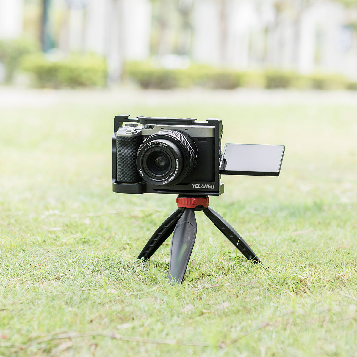 YELANGU C24-A Quick Release Camera Cage Frame for Sony Alpha 7C Professional Camera Video Rig with 1/4" 3/8" Adapter