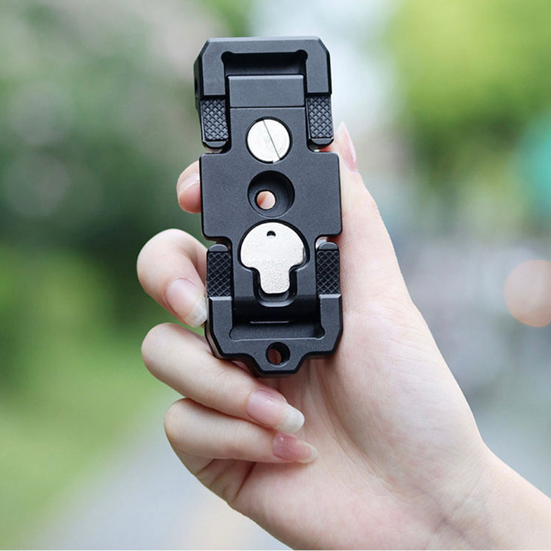 2-in-1 Quick Release Plate Foldable Phone Clip Holder with Cold Shoe Arca Swiss Mount Design