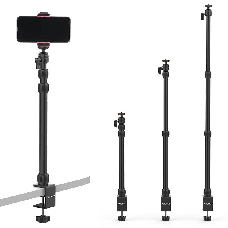 Uniqkart VIJIM LS10 Table Mount Bracket C-clamp Mount Flexible Arm Extend Light Stand with 360 Degrees Ball Head