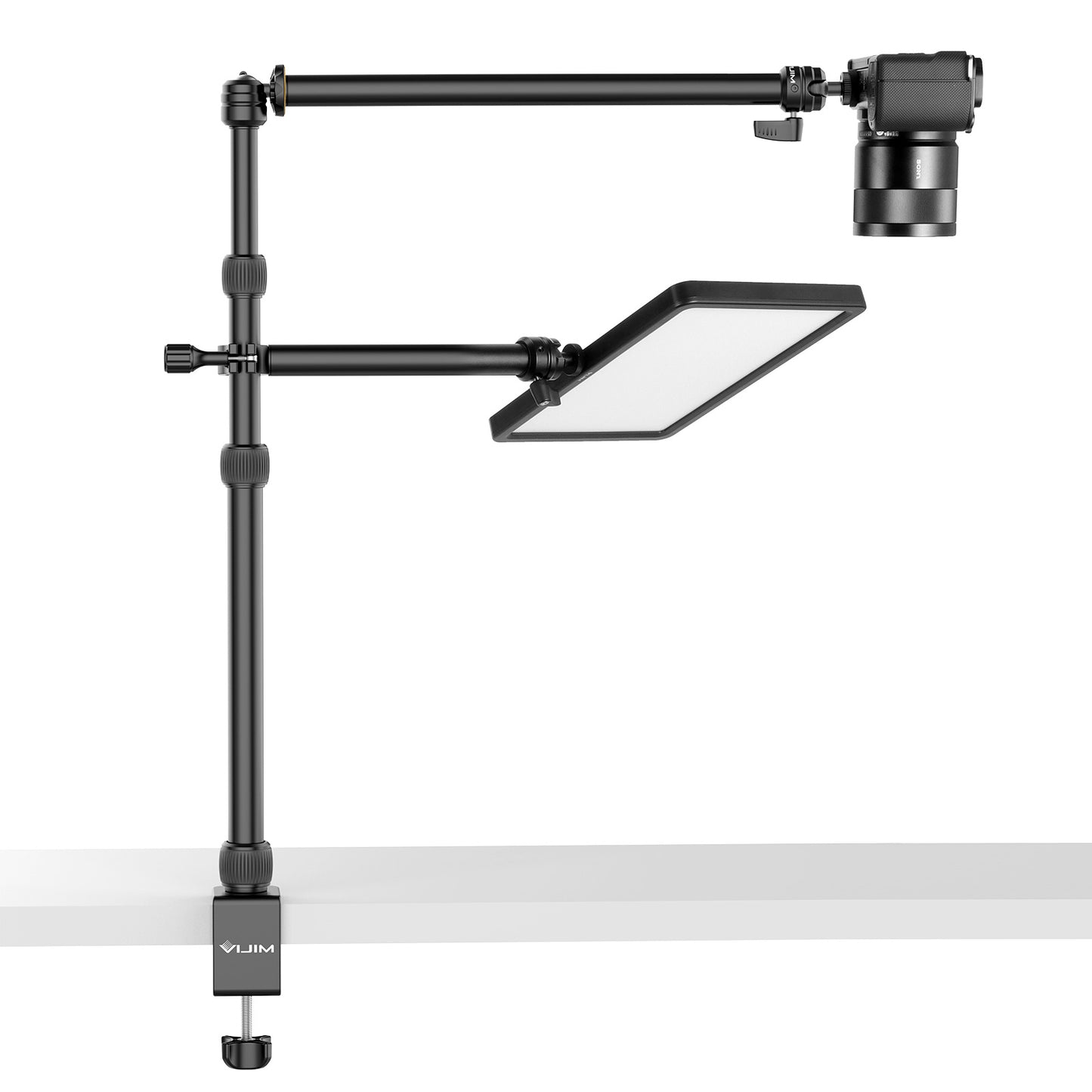 Uniqkart VIJIM LS11 Telescopic C-clamp Mount Table Bracket with 360 Degrees Ball Head Ring Light Holder