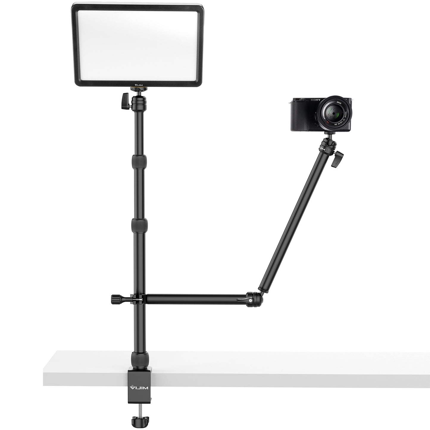 Uniqkart VIJIM LS11 Telescopic C-clamp Mount Table Bracket with 360 Degrees Ball Head Ring Light Holder