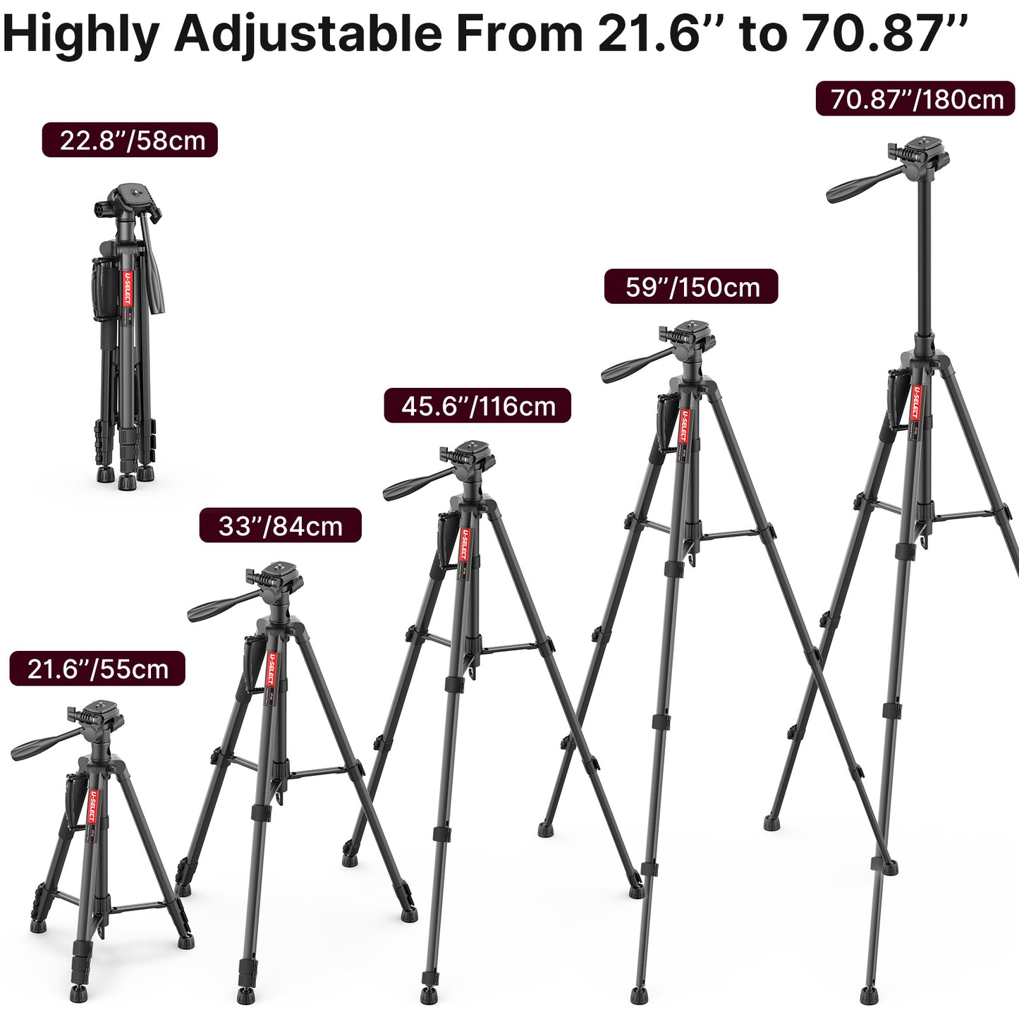 Uniqkart U-SELECT VT-01 Aluminum Alloy Ball Head Professional Tripod Lightweight Large Load-Bearing Tripod for Shooting Photography