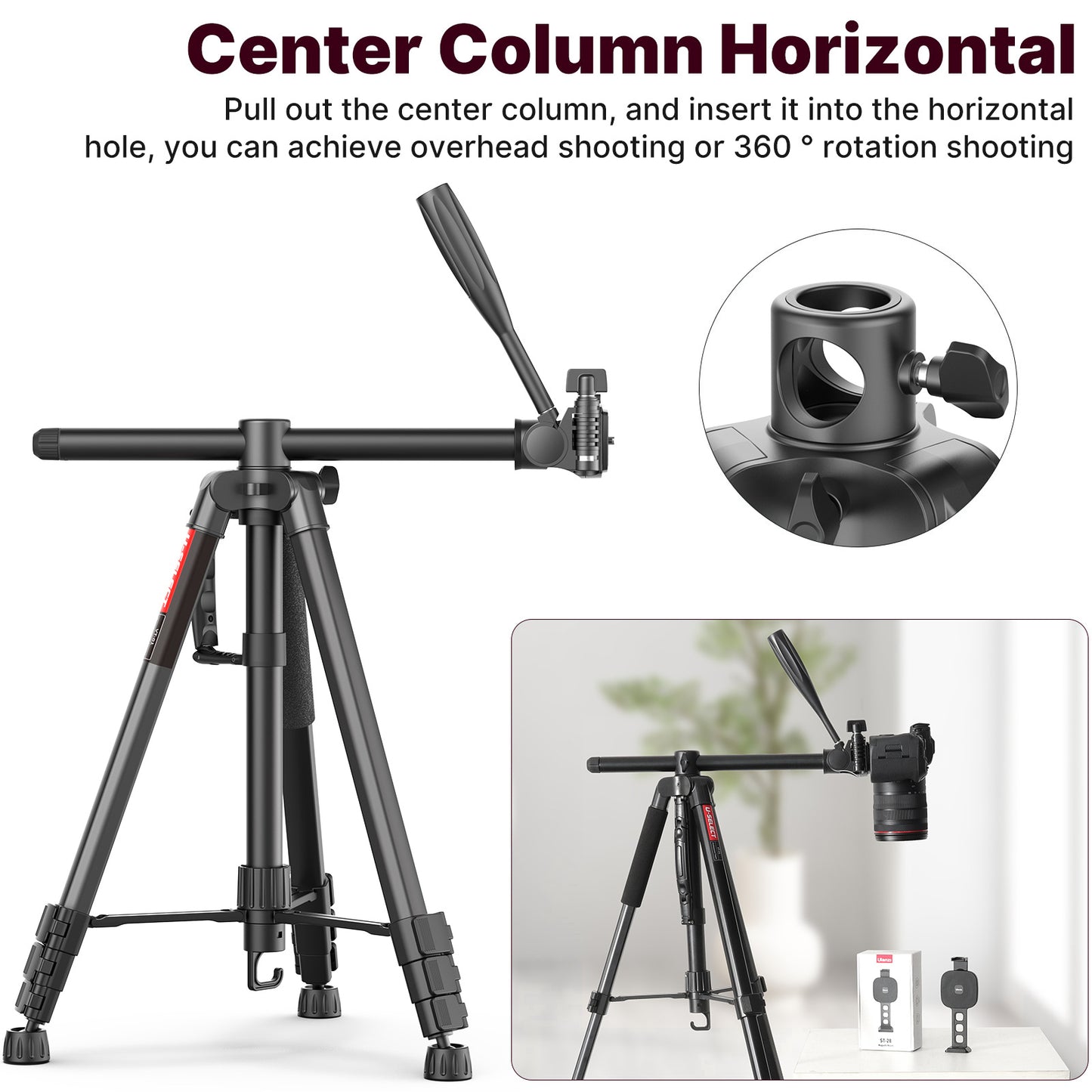 Uniqkart U-SELECT VT-01 Aluminum Alloy Ball Head Professional Tripod Lightweight Large Load-Bearing Tripod for Shooting Photography