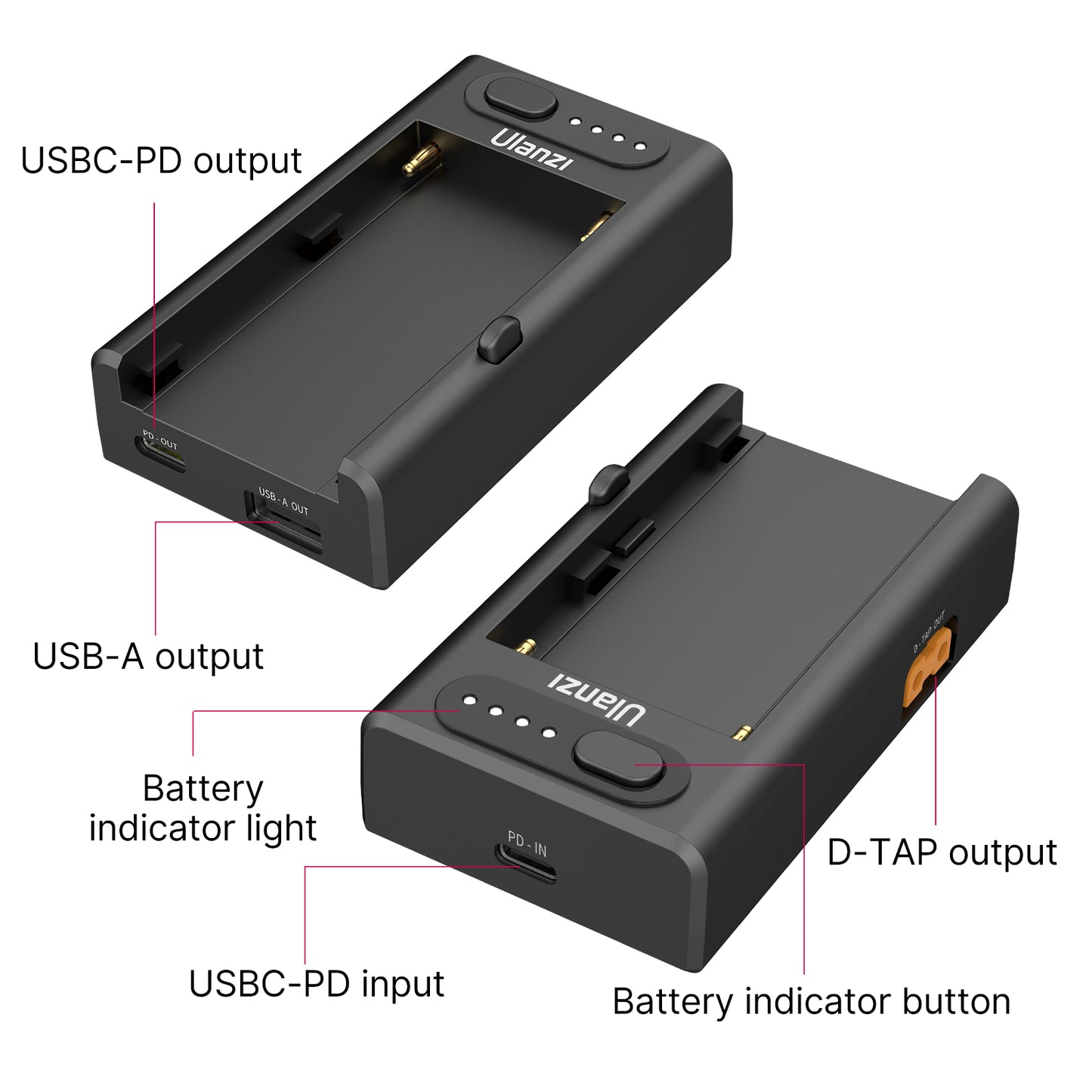Uniqkart NP-F01 Multifunctional 22W PD Camera Battery Charger for Sony Nikon Canon NP-F Battery