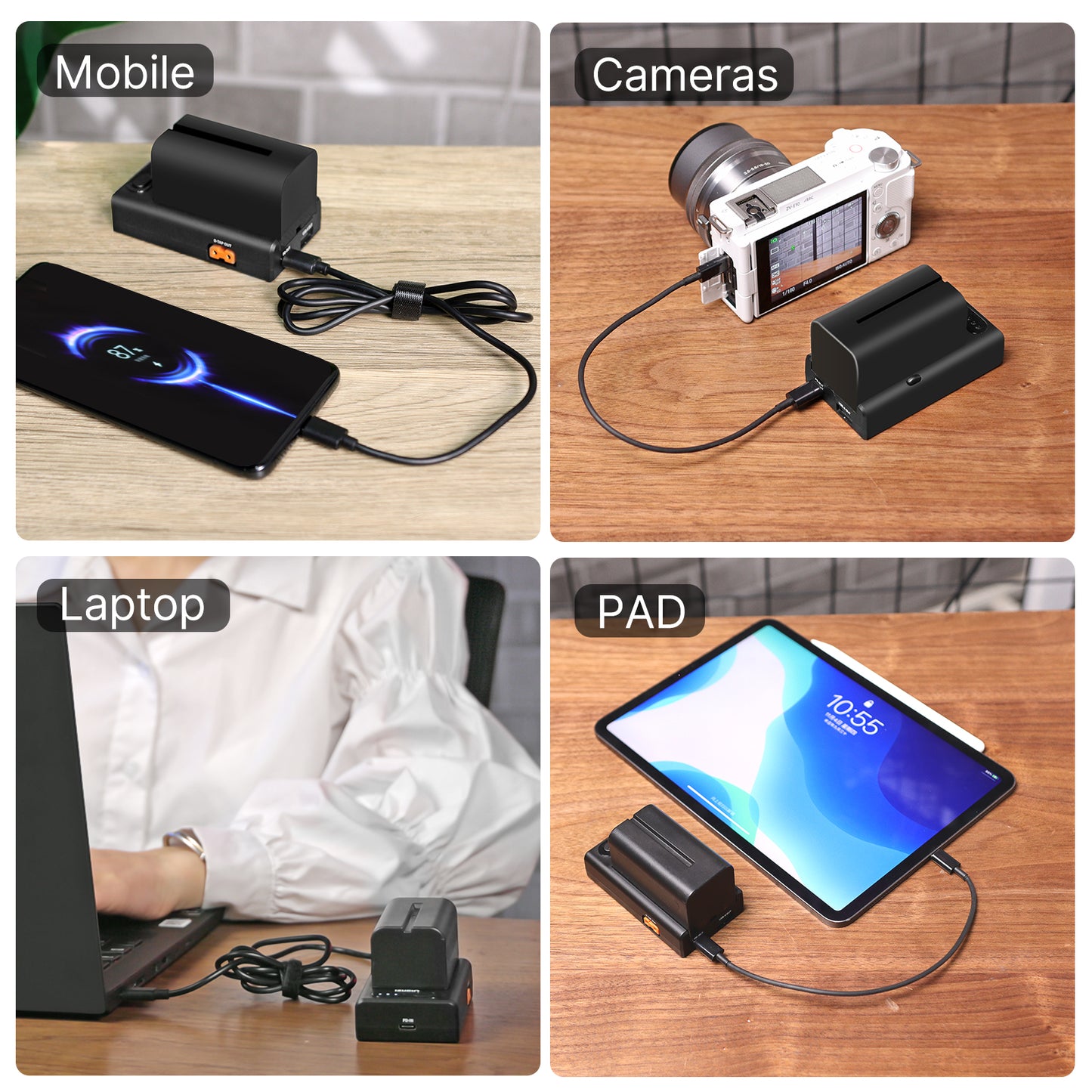 Uniqkart NP-F01 Multifunctional 22W PD Camera Battery Charger for Sony Nikon Canon NP-F Battery