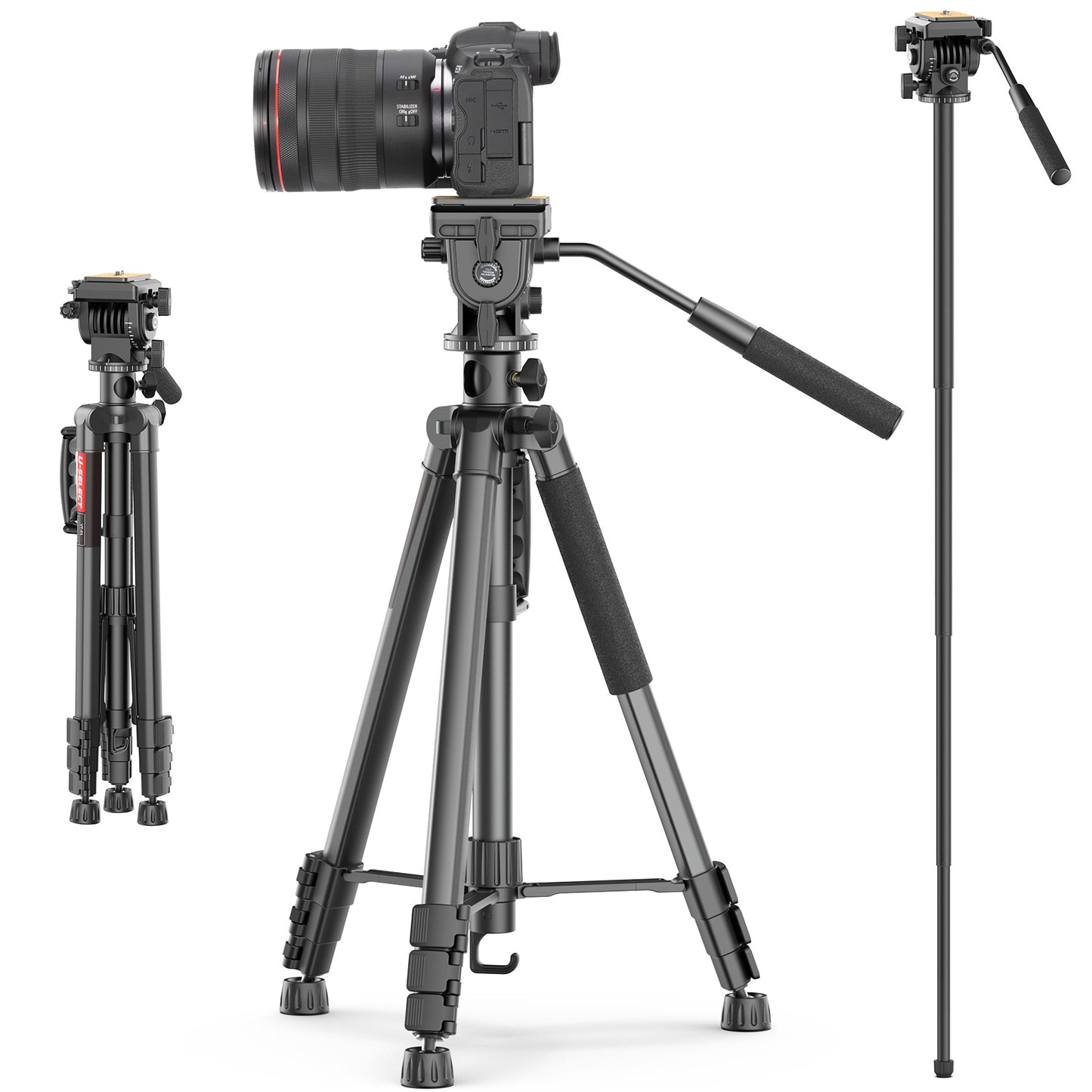 ULANZI U-SELECT VT-02 Aluminum Alloy Center Column Fixed Structure Professional Tripod Ball Head Lightweight 3KG Load-Bearing Panorama Shooting Tripod for Shooting Photography