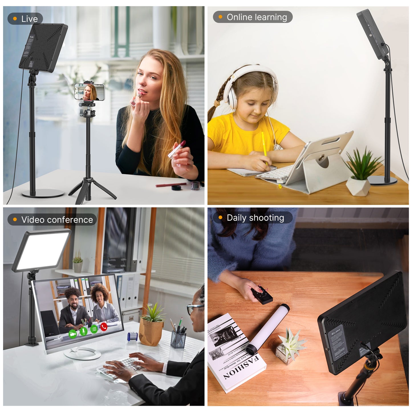 Uniqkart VIJIM VL192 11 Inch LED Video Light 2500-9000K Lamp Panel Photography Lighting Live Stream Photo Studio Remote Control Fill Lamp