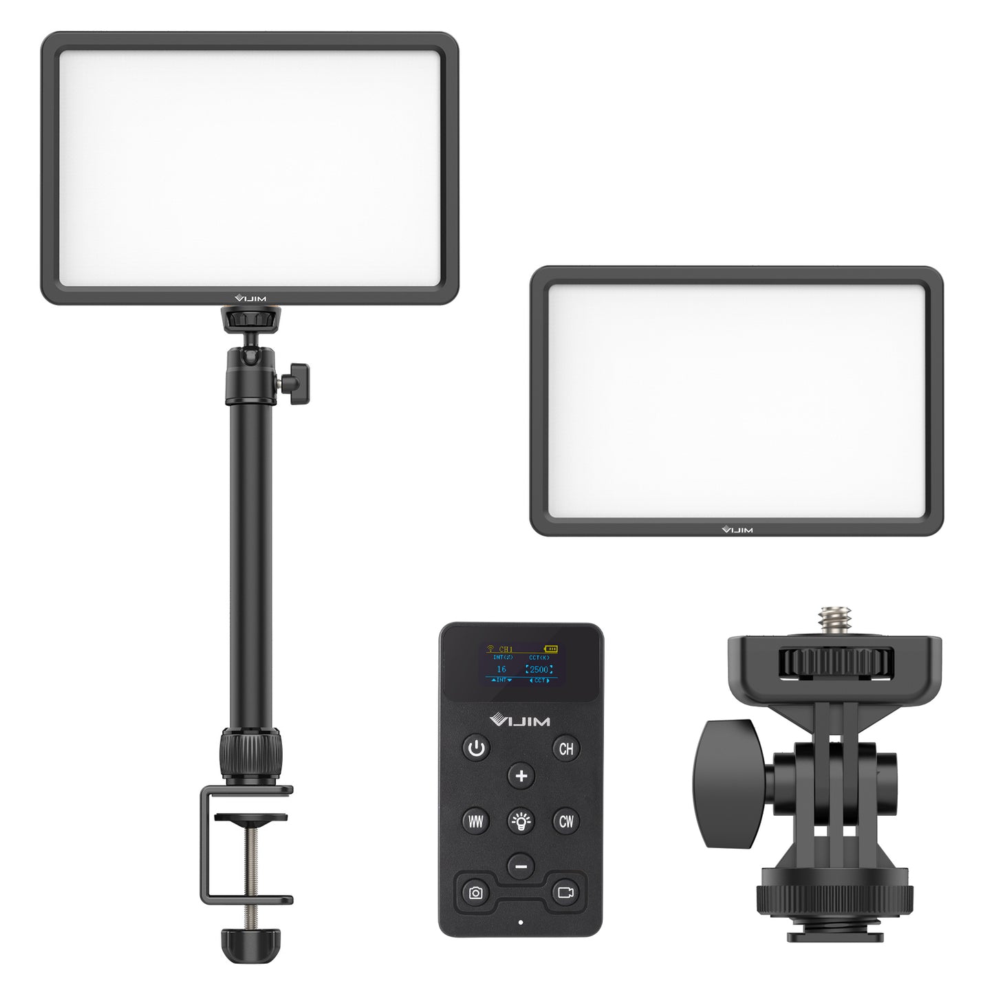 Uniqkart VIJIM K12 for Live Stream Photo Studio LED Video Light Panel with C-clamp Table Mount Stand and Remote Control Photography Lighting