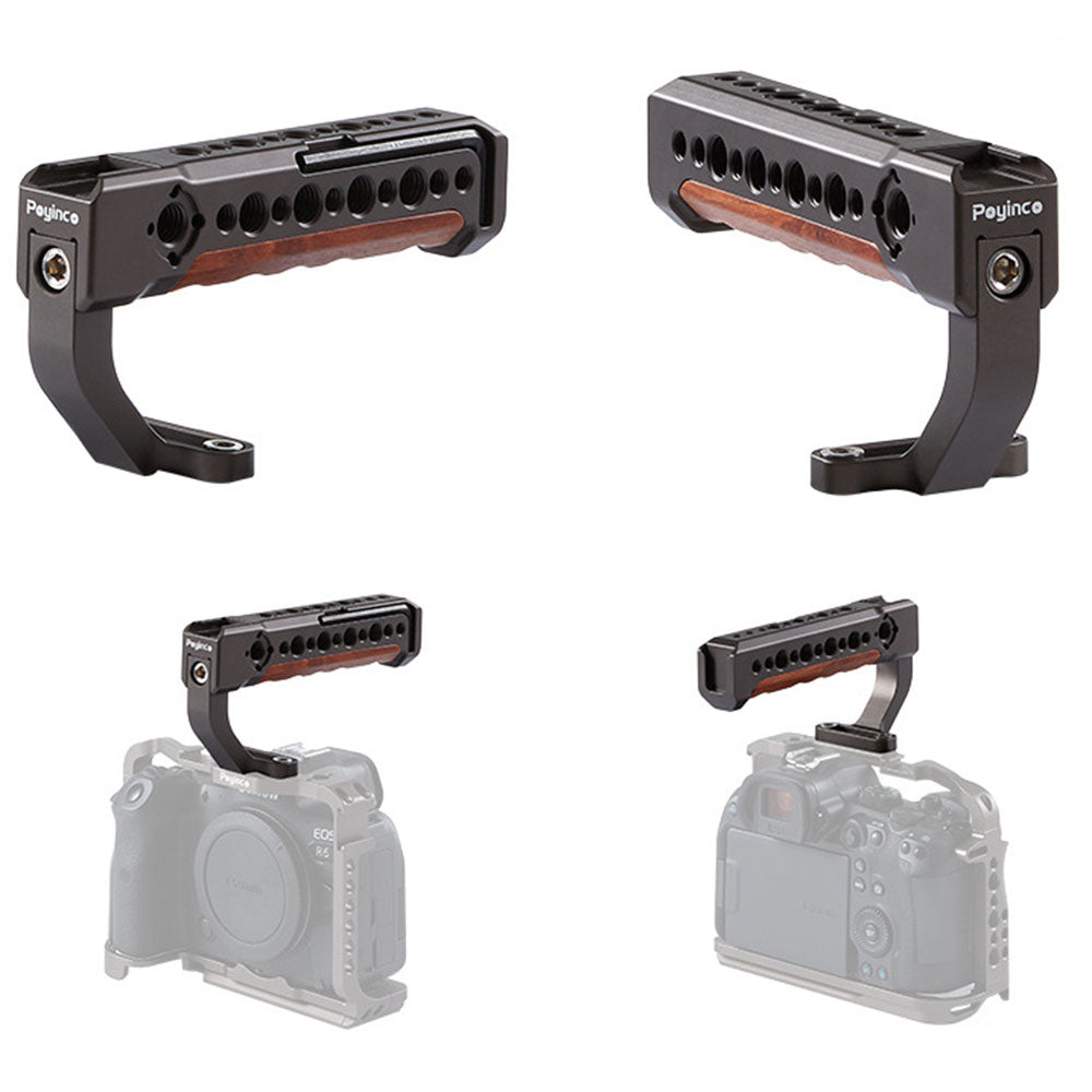 Uniqkart JN-001 Camera Top Handle Grip with Cold Shoe Mount Adjustable Camera Handle for Digital DSLR Video Camera Cage - Black