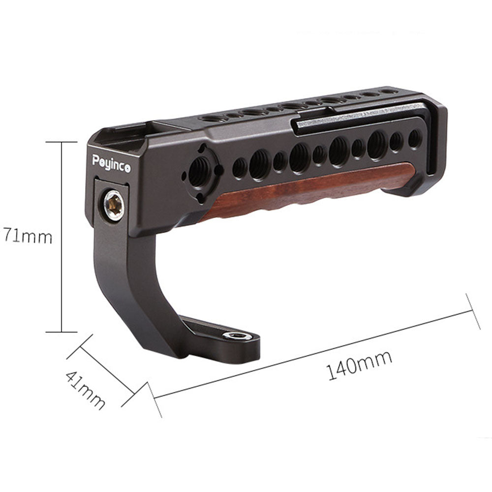 Uniqkart JN-001 Camera Top Handle Grip with Cold Shoe Mount Adjustable Camera Handle for Digital DSLR Video Camera Cage - Black