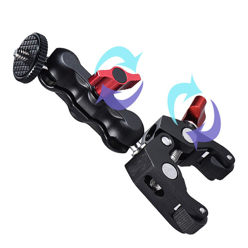 POYINCO P-093-1 Anti-slip Camera Clamp Mount Monitor 360-degree Ball Head Magic Arm with 1/4" and 3/8" Thread for DSLR/LED Lights - Crab Clamp
