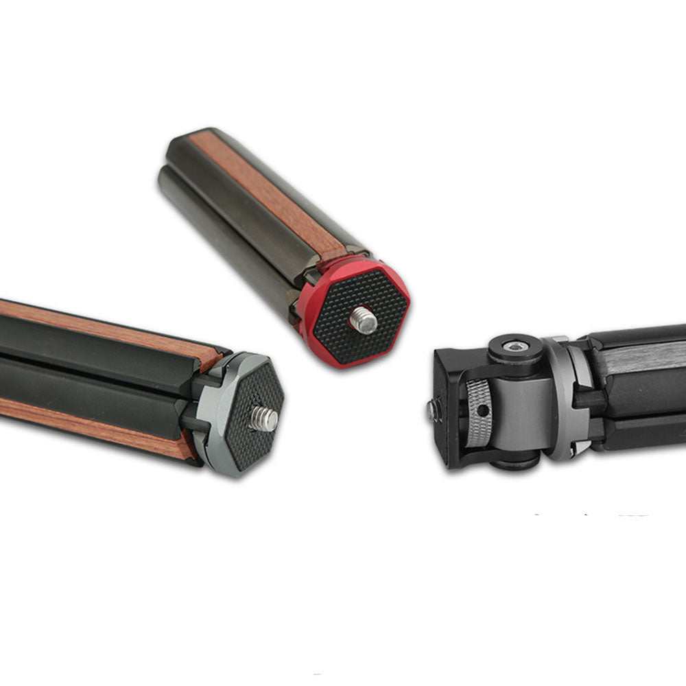 Uniqkart JN-024 Mini Tripod Wooden Texture Multifunction Design Handheld Tripod Stand Holder Compatible with Cell Phone/Small Digital Camera