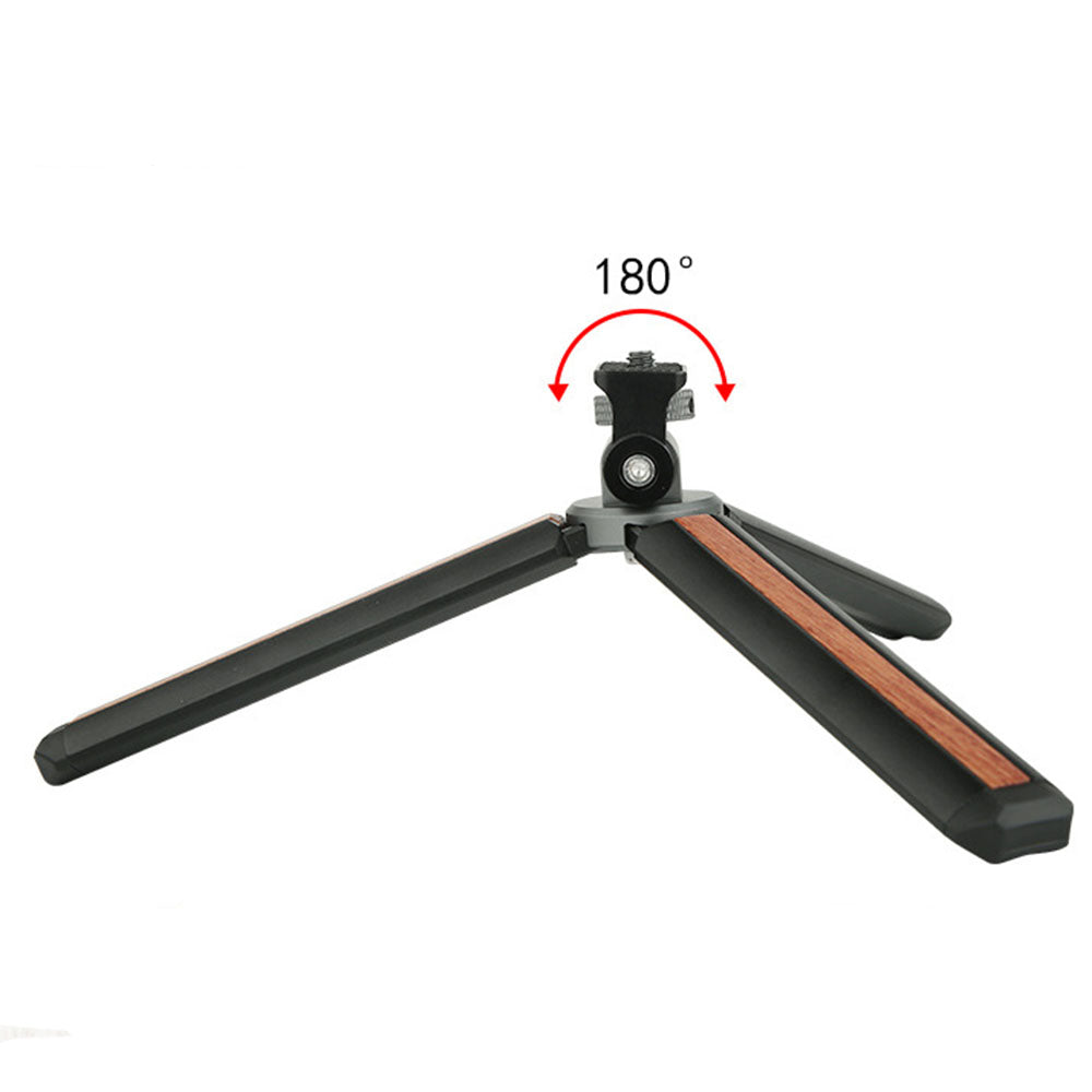 Uniqkart JN-024 Mini Tripod Wooden Texture Multifunction Design Handheld Tripod Stand Holder Compatible with Cell Phone/Small Digital Camera