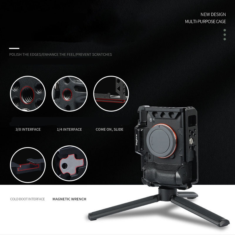 Uniqkart For Sony A7M4/M3/R3 Camera Shockproof Anti-shake Camera Cage Frame Protection Cage