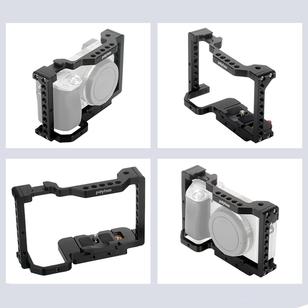 Uniqkart PY-014 Hard Aluminum Alloy Camera Case for Sony A6400 A6500 Housing Hollow Frame Cage Housing Shell
