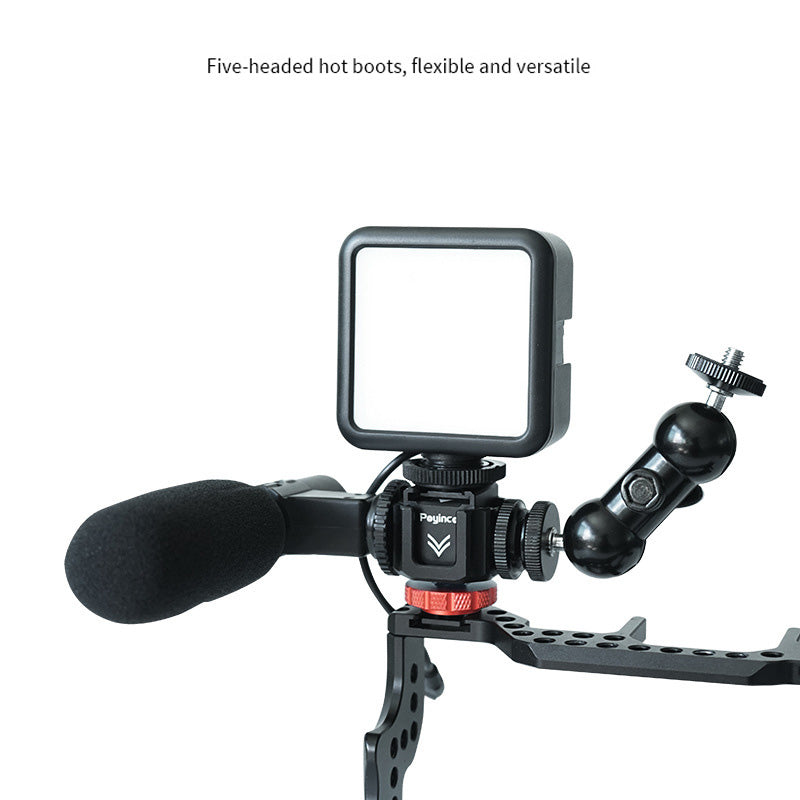 Uniqkart JN-023 Five-Head Cold Shoe Mount Adapter Expansion Base for LED Light Microphone